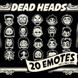 Set of 20 (Dead Heads) Burtonian Emojis for Twitch and Discord - Add Some Gruesome Fun to Your Channels!