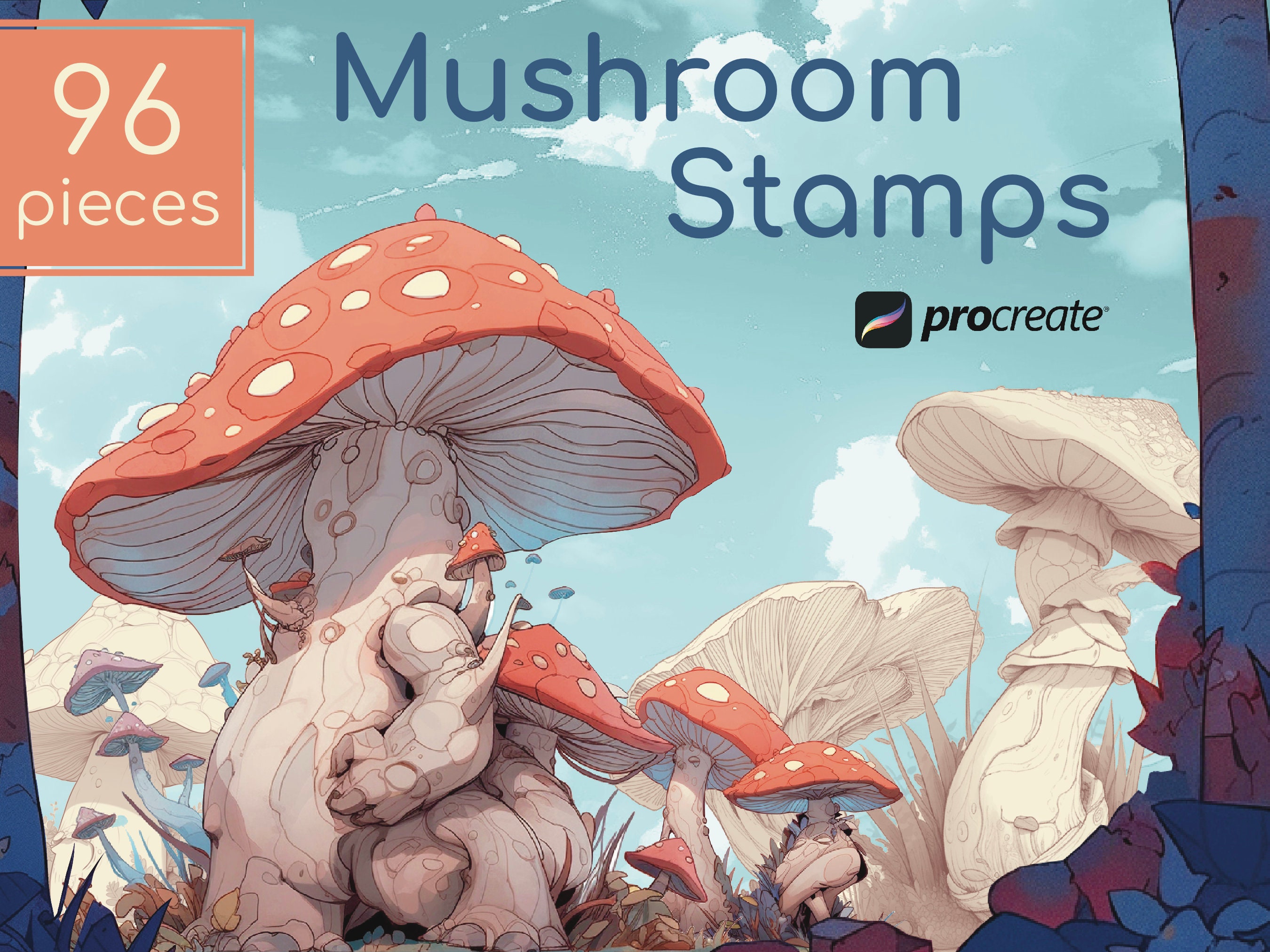 Premium 96-piece Procreate Mushroom Stamp Set - Ready-to-paint ...