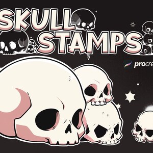 Procreate Halloween Skull Stamp Set - 102 Digital Skull Stamps, Spooky Clipart for Digital Art, Scrapbooking, and Crafts