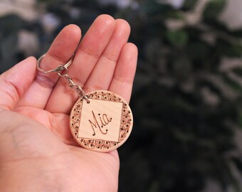 Llavero de madera grabado personalizado