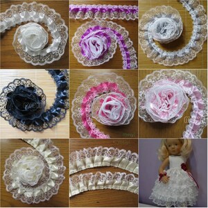 2 inch wide 2-Layer Pleated Organza Fabric Lace Trim Ribbon select color price per yard