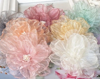 Handmade Chiffon Fabric Artificial Flower price for 1 pc select color