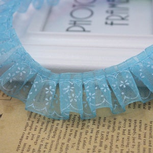 Light Blue Ruffled Ribbon 1 Inch Wide Ruffled Lace Ribbon Select Color Price per Yard - Etsy