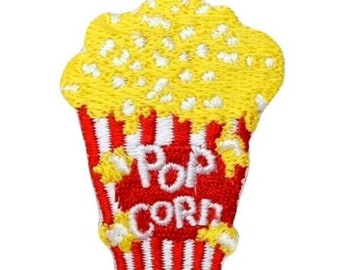 Buttered Movie Popcorn 1-7/8" x 2" iron on patch