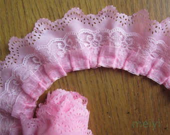 3-Layer Pleated 2 1/2 in wide  lace  ribbon select color price per yard