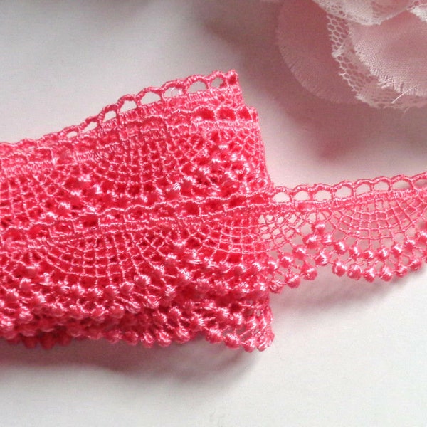 5/8 inch wide embroidery lace trim watermelon  color/selling by the yard