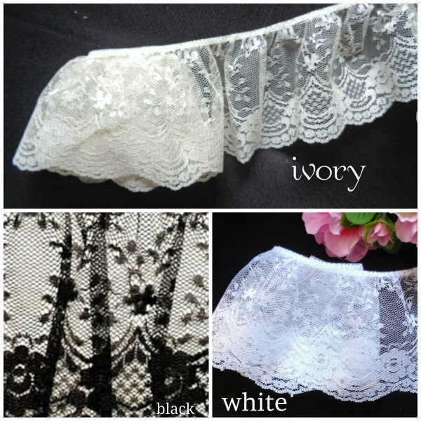 Ruffled Lace, 3 1/2 inch wide select  color price for 1 yard
