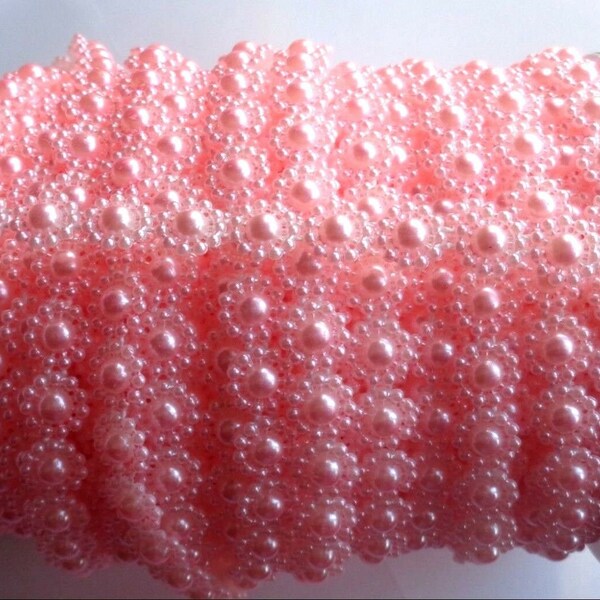 3/8 inch wide ivory or pink color Flatback pearl trim price for 1 yard