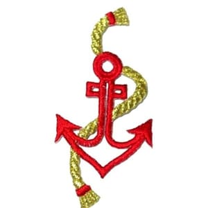 iron on patch applique - ANCHOR WITH ROPE 1 5/8&quot; across x  3 1/4&quot; high select color