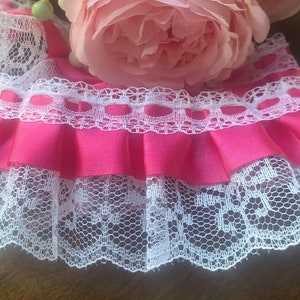 1 1/2 inch or 2"  wide Ruffled Lace Trim price for 1 yard/select color