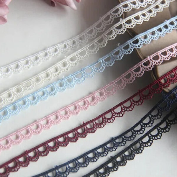 3/8 inch wide lace trim select white/ black or gold color price per yard