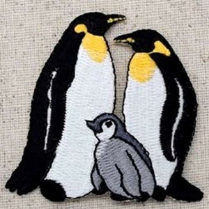 penguin family iron on patch 2-1/2&quot; x 2-3/8&quot;