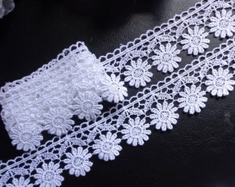 Venise Lace, trim 1+3/4 inch width white color - price per yard