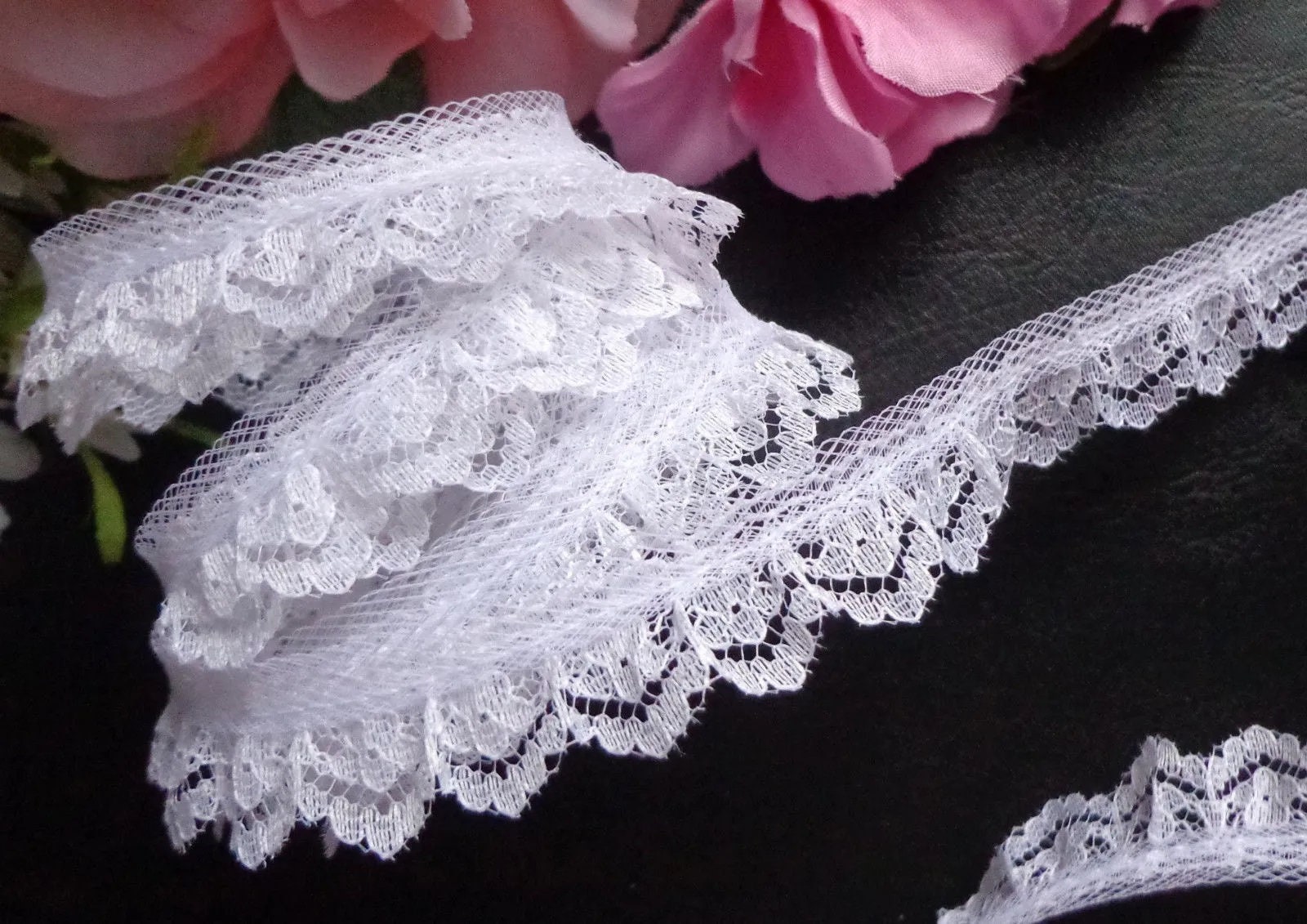 Ruffled Lace, 5/8 Inch Wide White or Ivory Color Selling by the Yard - Etsy