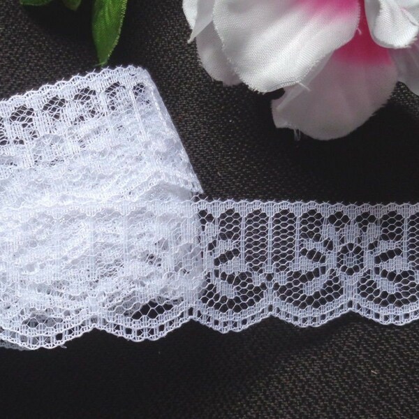 Raschel Lace, 1+1/8 inch wide white color price for 3 yard