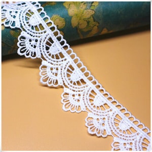 1 1/2 inch wide white lace trim select length