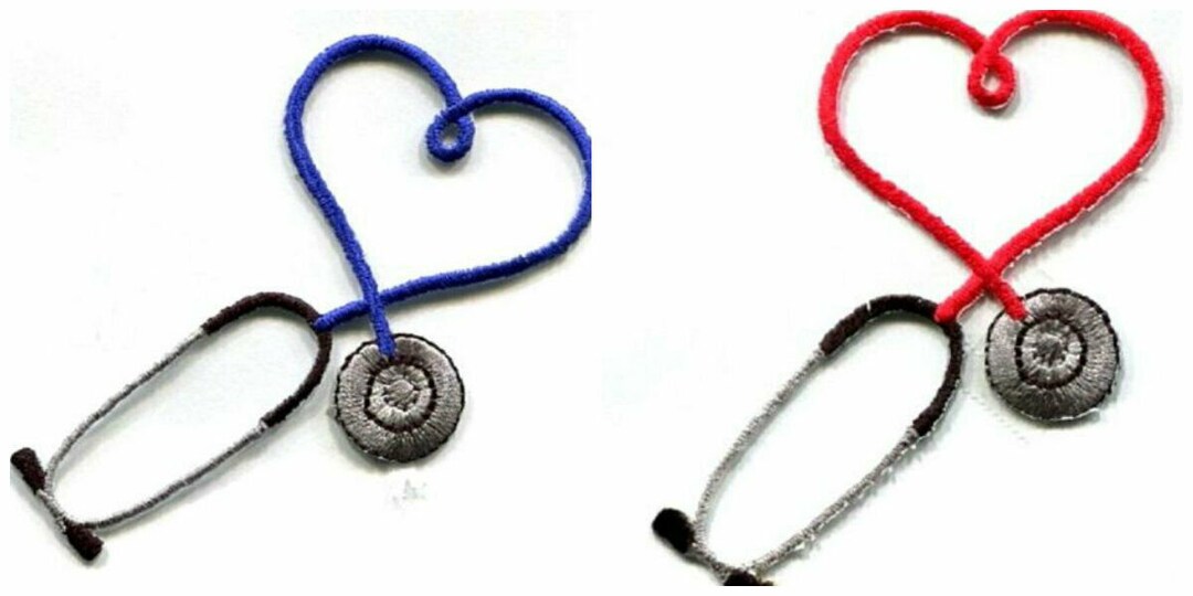 STETHOSCOPE Red or Blue Iron on Patch Applique Etsy