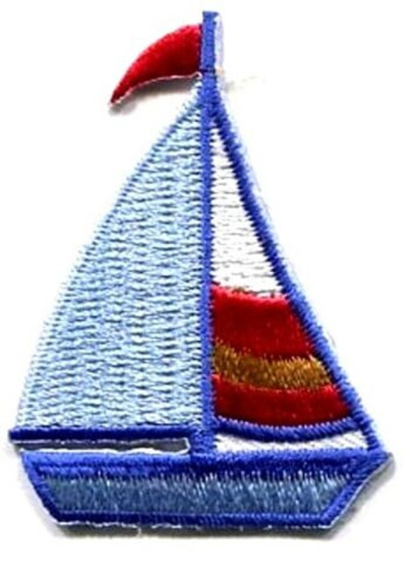 SAILBOAT iron on patch applique 1 12 X 2 inch