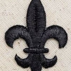 FLEUR DE LIS black  medium  metallic  iron on patch applique 1 1/4 X 1 3/4