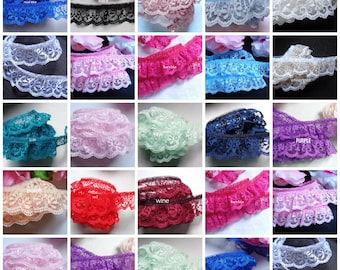 Ruffle Lace Trim 1 inch wide select color selling by the yard