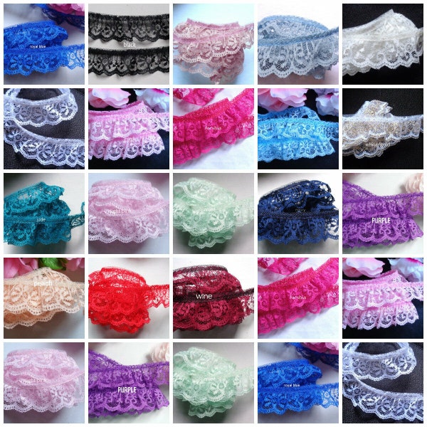 Ruffle Lace Trim 1 inch wide select color selling by the yard