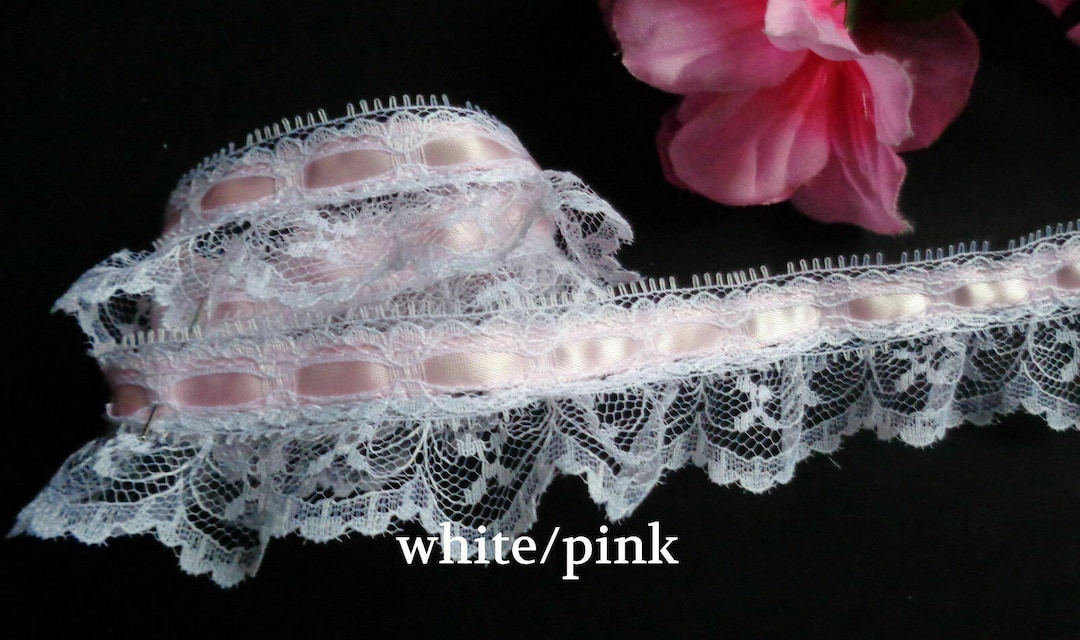 Lace Ruffels Ruffled Lace With Ribbon, 1+3/4 Inch Select Color Price for 1 Yard - Etsy