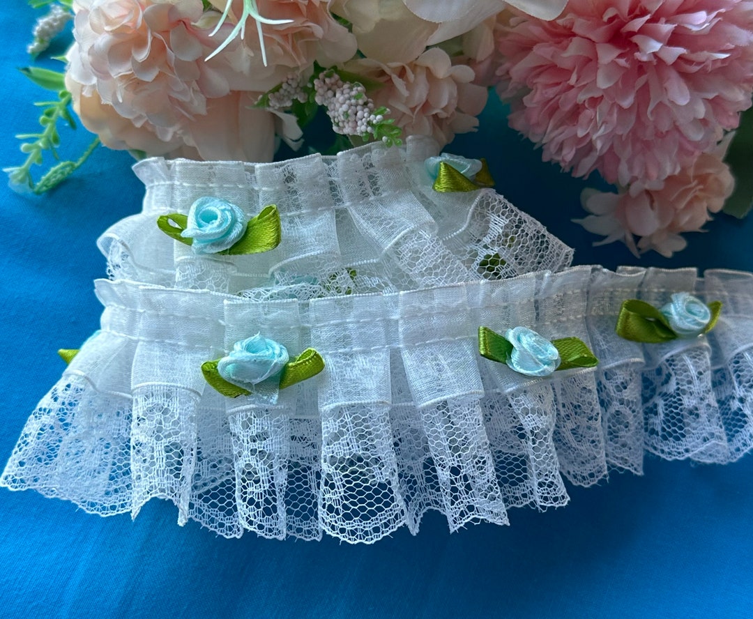 Kuasting Vintage Lace Trim – 11 Yards, 6cm Wide Pleated Embroidered Fabric For Sewing & DIY