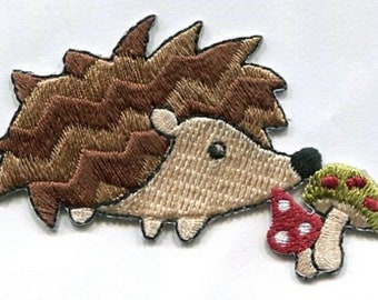 HEDGEHOG iron on patch applique  2 5/8 X 1 3/4 inch