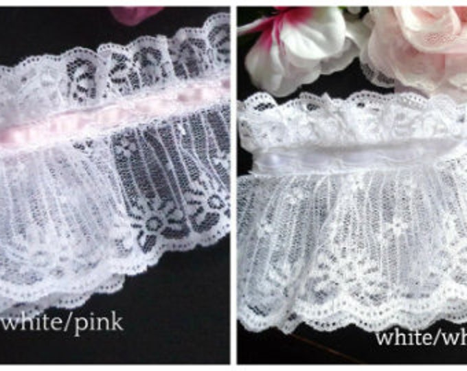 White Ruffle Ribbon Wide 1 Inch Wide White Color Ruffled Lace Trim Ribbon Price per Yard - Etsy
