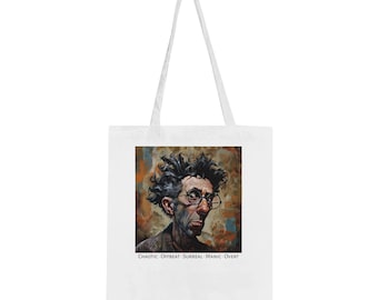 Bolso de mano con retrato de personaje abstracto / Lona de estilo literario