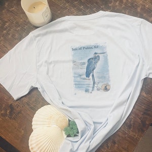 Isla de las Palmeras Gran Camiseta de Garza Azul