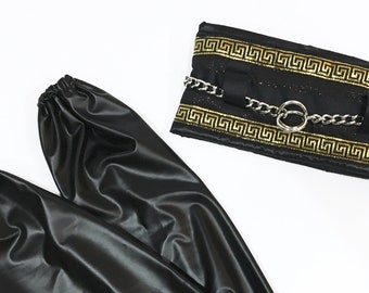 Set di accessori per animali Adriatic Gold & Black - Collare salva-pelo imbottito in seta - Leggings impermeabili per cani - DISPONIBILI DIVERSE TAGLIE