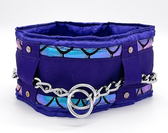 Silky Padded Hair-Saver Collar for Full-Coated Dogs - Embellished Purple Mermaid - Poodle Collar - MULTIPLE SIZES AVAILABLE