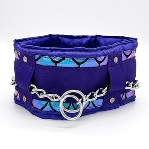 Silky Padded Hair-Saver Collar for Full-Coated Dogs - Embellished Purple Mermaid - Poodle Collar - MULTIPLE SIZES AVAILABLE