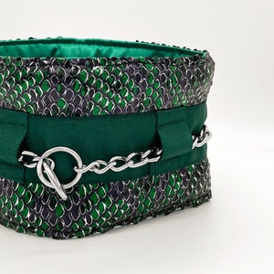 Silky Padded Hair-Saver Collar for Full-Coated Dogs - Sequin Snakeskin - Poodle Collar - MULTIPLE SIZES AVAILABLE