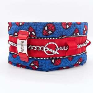 Silky Padded Hair-Saver Collar for Full-Coated Dogs - Spiderman - Poodle Collar - MULTIPLE SIZES AVAILABLE