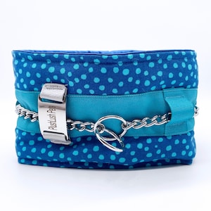Silky Padded Hair-Saver Collar for Full-Coated Dogs - Turquoise Doodle Dot - Poodle Collar - MULTIPLE SIZES AVAILABLE