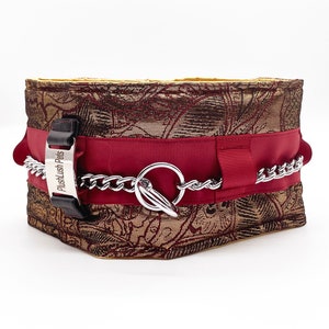 Silky Padded Hair-Saver Collar for Full-Coated Dogs - Bronze Cabernet Brocade - Poodle Collar - MULTIPLE SIZES AVAILABLE