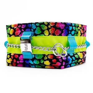 Silky Padded Hair-Saver Collar for Full-Coated Dogs - Rainbow Metallic Safari - Poodle Collar - MULTIPLE SIZES AVAILABLE