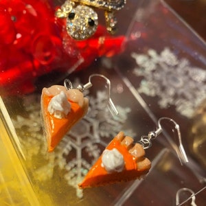 Handmade Sweet Potato Pie & Pumpkin Pie Slice Earrings with Sterling Silver - Handmade Polymer Clay Earrings - Clip-Ons and Charms available