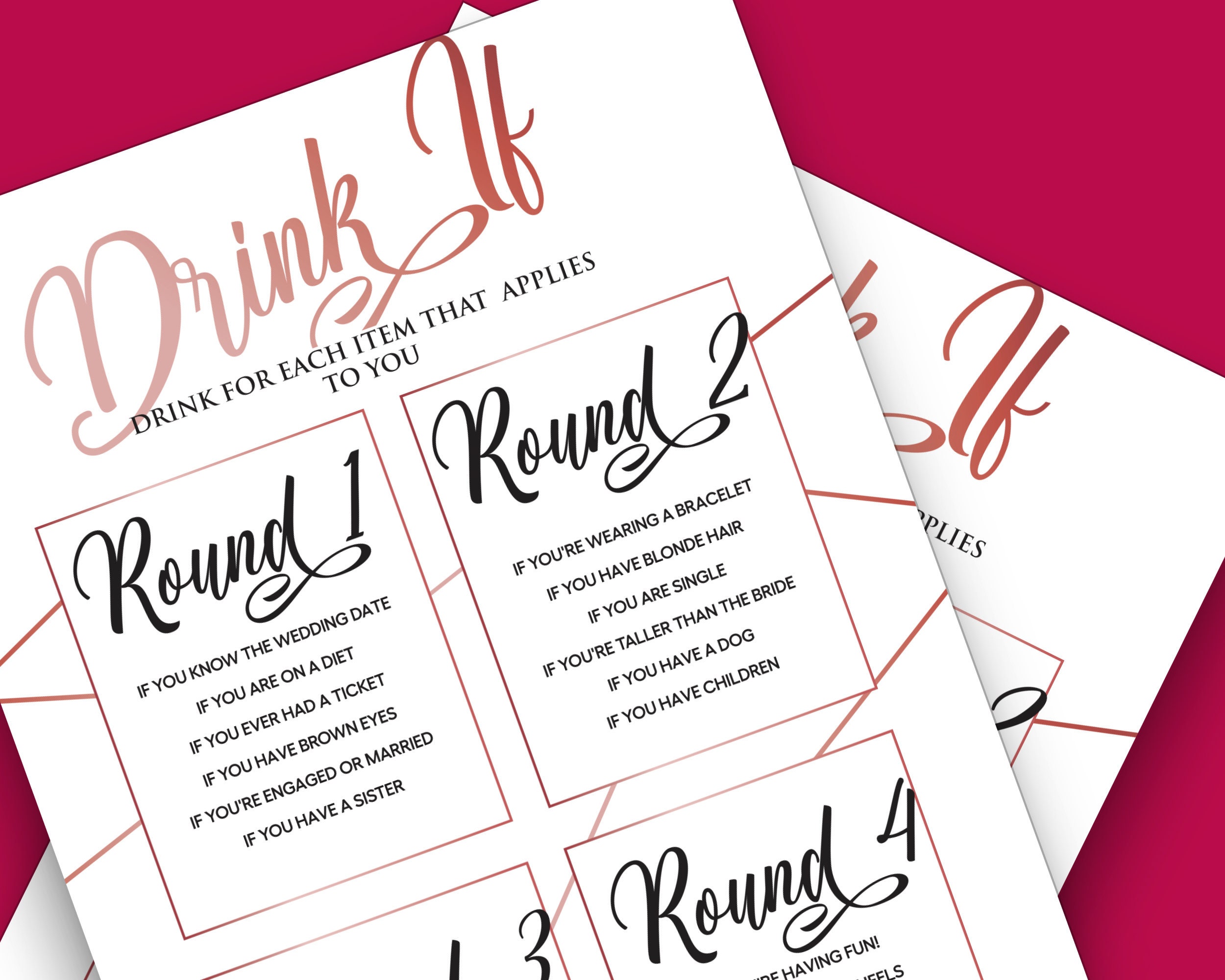 drink if drinking game for bachelorette parties printable