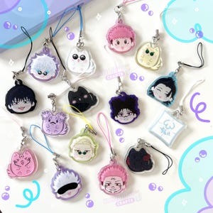 Anime Phone Charms Anime lover Weeb Gift Anime Gift Otaku Gift Sorcerers Catgojo Phone Accessory Kawaii Phone Charms Glitter Phone Accessory