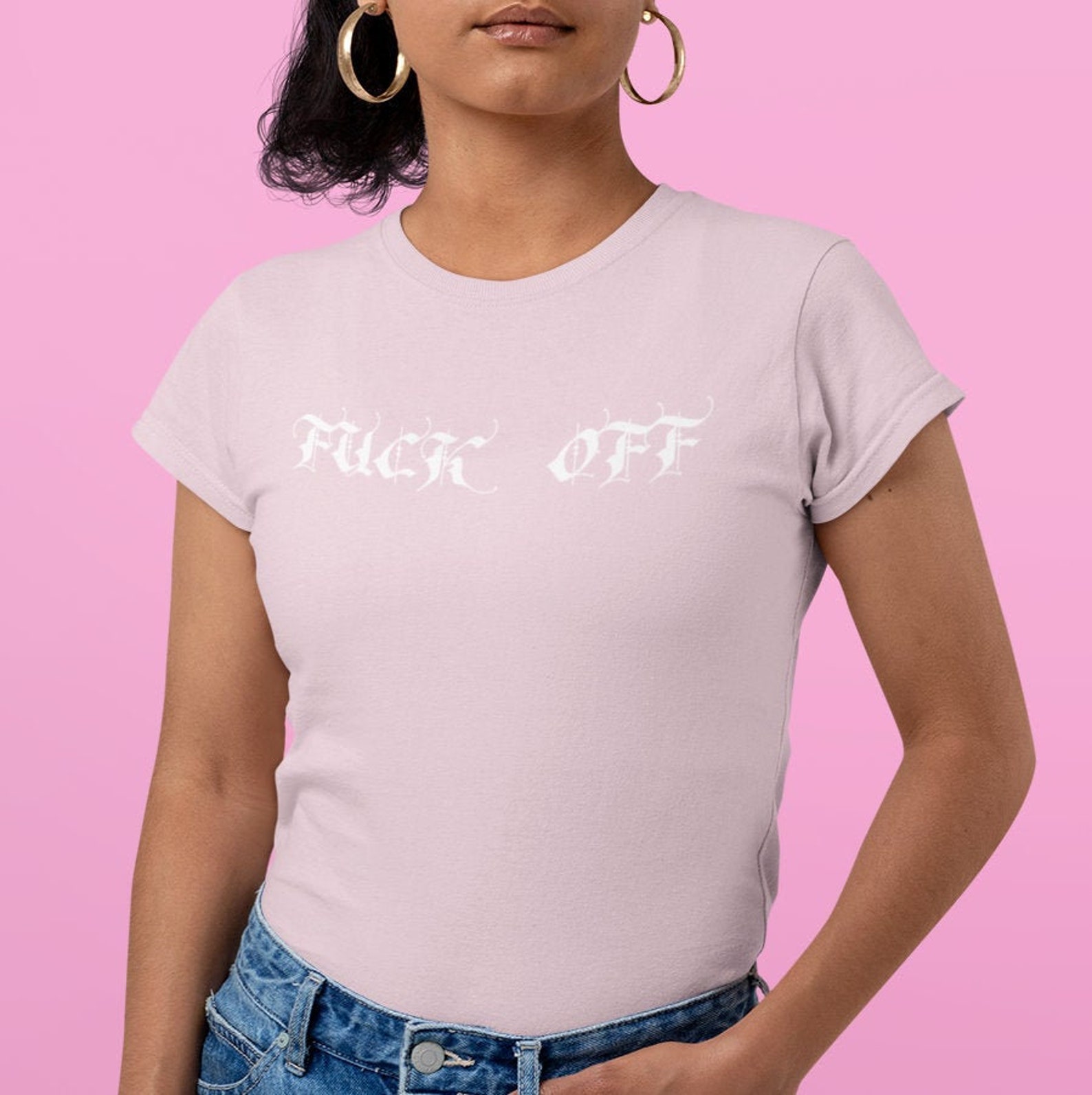 Fck off Y2K Women's T-shirt 2000s Aesthetic Cute Pink - Etsy