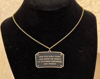 Disneyland Entrance Plaque Necklace