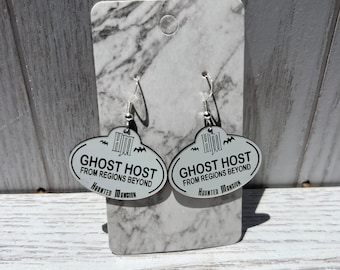 Custom Haunted Mansion Name Badge Earrings