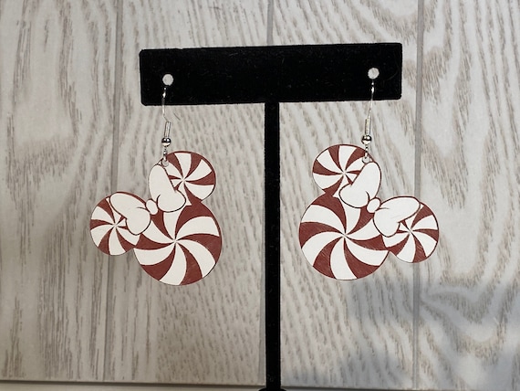 Minnie Mouse Christmas Peppermint Candy Earrings Christmas Peppermint Minnie Mouse Earrings - Etsy main image 4