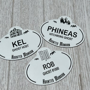 Haunted Mansion Inspired - Custom Name Badge - Wearable - CM Halloween Ghost Host Pin Badge - Disney pin, Personalized Disney Name Tag