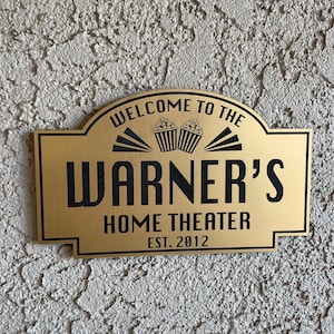 Personalized Home Movie Theater Sign | Cinema Sign | Theatre Sign Decor | Movie Room Decor | Custom Sign