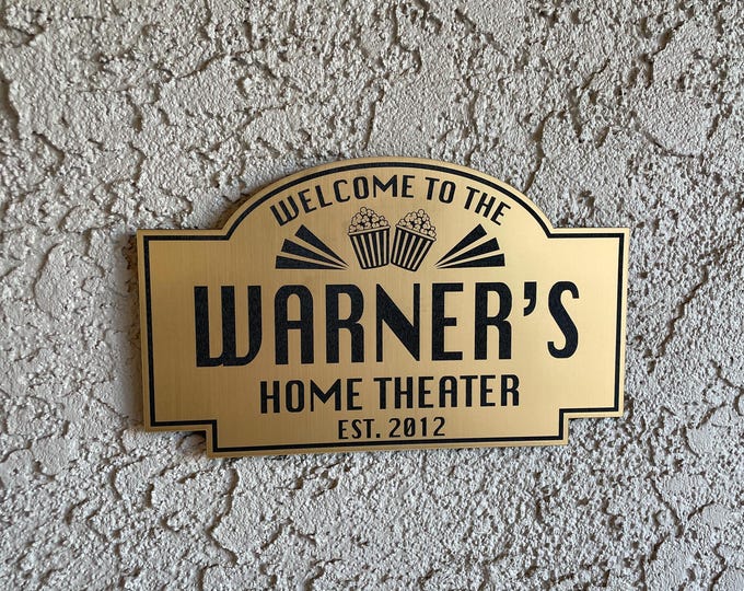 Personalized Home Movie Theater Sign | Cinema Sign | Theatre Sign Decor | Movie Room Decor | Custom Sign