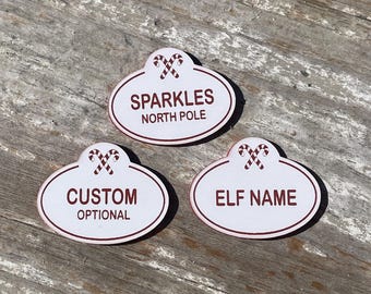 Custom Christmas Elf Name Tags with Custom Text - 2024 Kit - Elf Props, Elf Mischief, Elf Accessories, Elf Activities Elf Toys, Elf Arrival